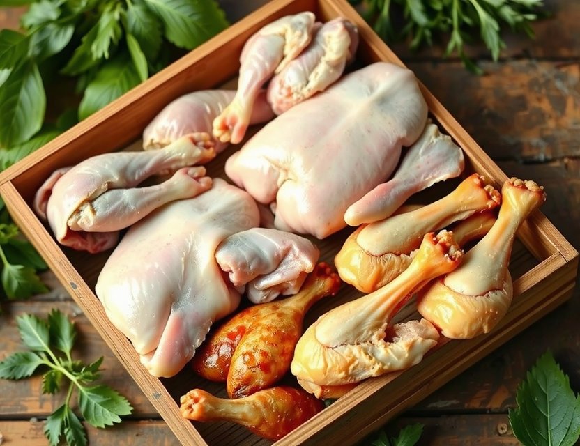 Bulk fresh chicken products display